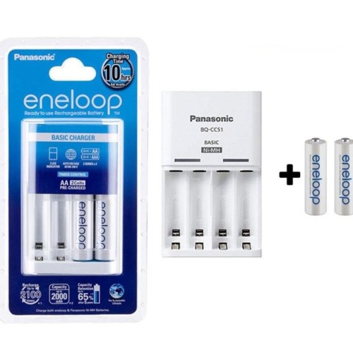 Panasonic Basic Charger + eneloop AA 2000mAh 2pcs - 2100Cycle