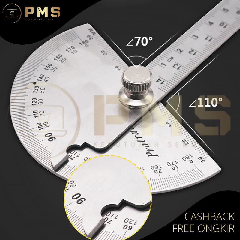 

Protractor Penggaris Busur Derajat Measuring Ruler 14.5cm 180 Degree Pr180 Silver