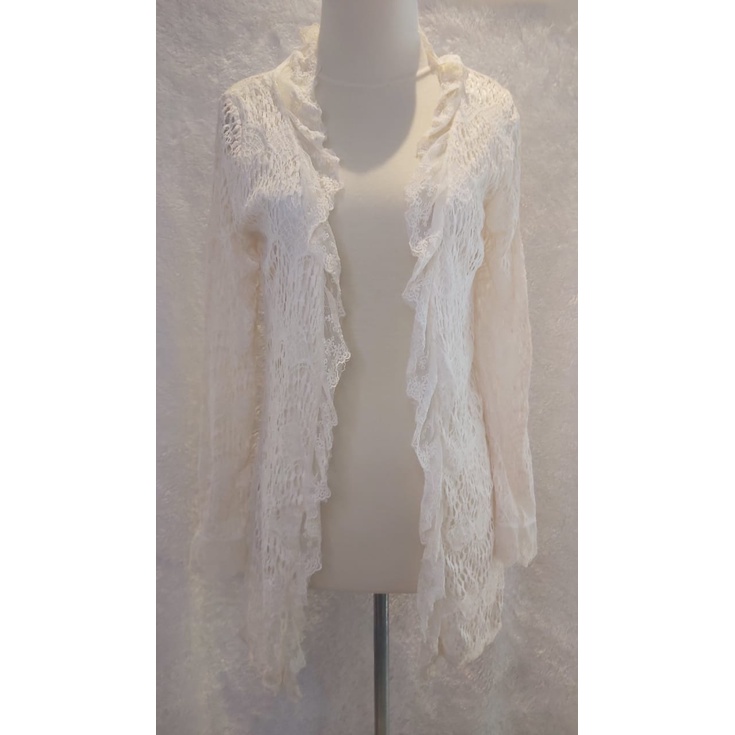 PRELOVED OUTER/CARDIGAN BRUKAT WANITA BAGUS MURAH WARNA PUTIH