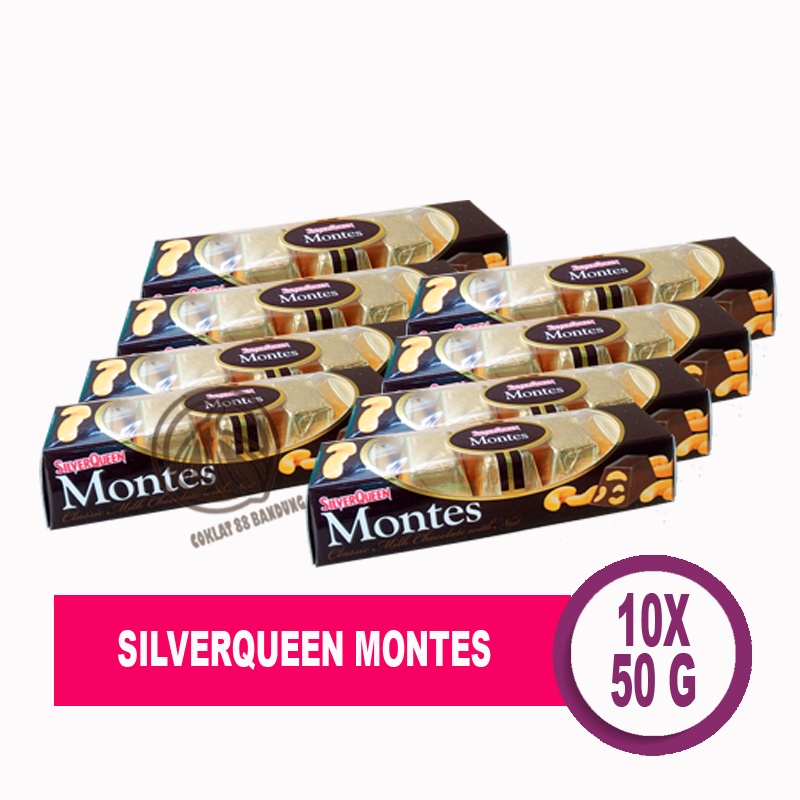 

SILVERQUEEN MONTES 50 GR X 10 PCS, COKELAT SILVER QUEEN MONTES 50 GRAM ISI 10 SILVERQUEEN MEDE METE