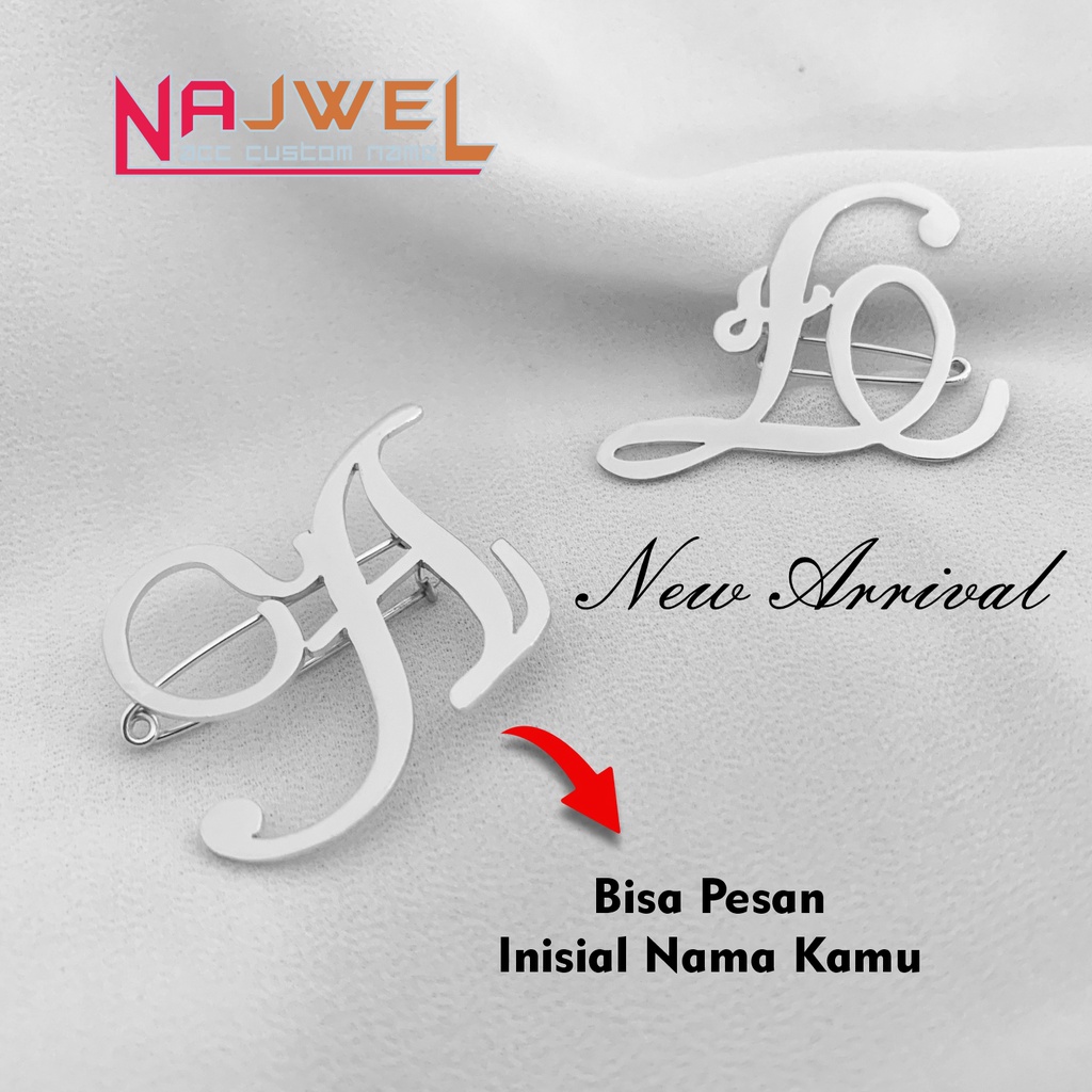 Bros Hijab Custom Inisial Nama Titanium Aksesoris Fashion Hijab Premium