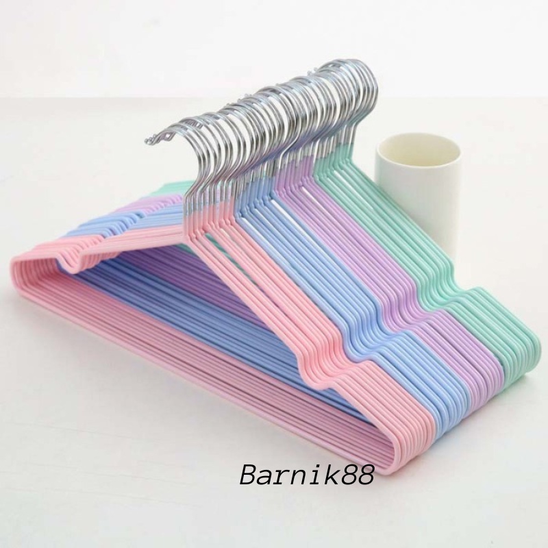 Barnik88 Hanger Dewasa Warna Pastel  (1Pack 10 Pcs) / Gantungan Baju Baja Anti Karat Tebal Berkualitas