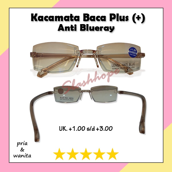 Kacamata Baca Lensa Plus Anti Radiasi +1.00 s/d +3.00 Kacamata Pria Wanita Reading Glasses Frame Rim