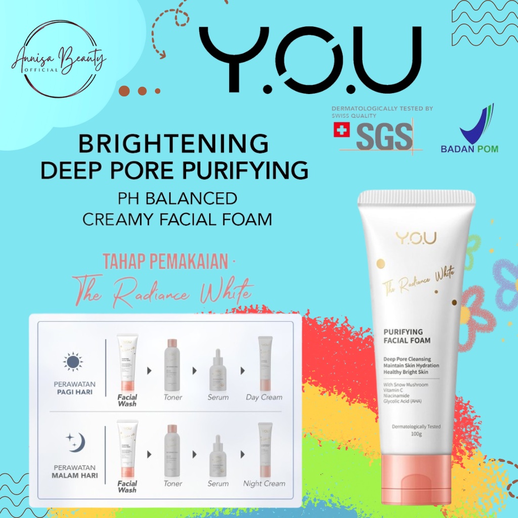 [BPOM][100%ORI&amp;READY]YOU Radiance White Purifying Facial Foam [Dengan Kandungan Glycolic Acid (AHA)