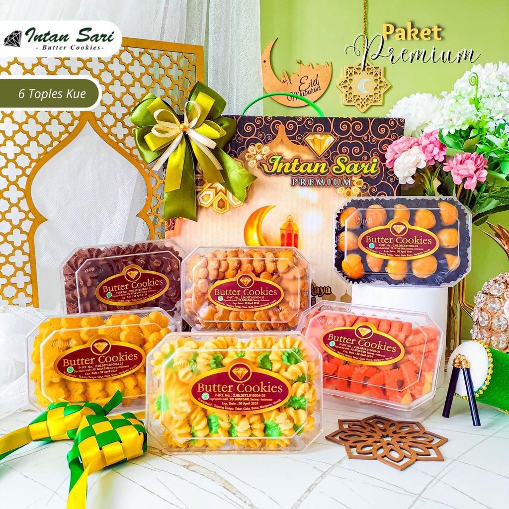 

PAKET HAMPERS LEBARAN KUE KERING 6 ROPLES - PAKET HAMPERS PREMIUM KUE INTAN SARI BUTTER COOKIES