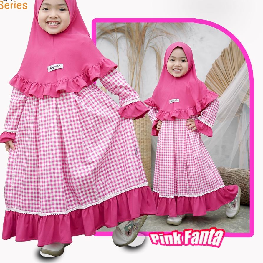𝐀𝐒𝐘𝐌𝐀𝐇 - Gamis Dress Anak Katun Jepang Warna Pink Fanta Raline Series