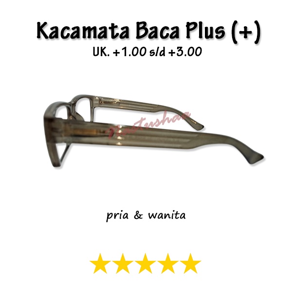 Kacamata Baca Lensa Plus (+) Uk. +1.00 s/d +3.00 Frame Warna Abu Gagang Per Model Kotak Kacamata Full Plus Unisex FREECASE