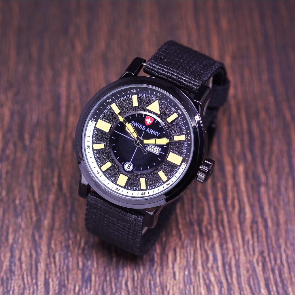 BEST SELLER JAM TANGAN PRIA SA ANALOG W70 TALI KANVAS BODY BULAT DM 4.3CM FREE BOX &amp; BATERAI || JAM TANGAN FASHION PRIA JAM TANGAN COWOK MURAH