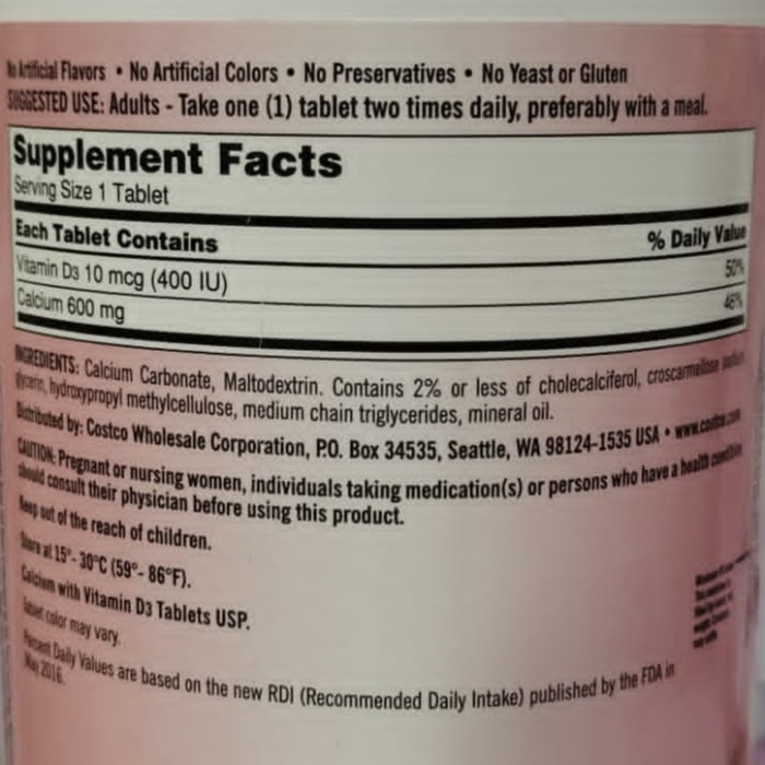 Kirkland Calcium 600 Mg + D3 (Isi 500 )