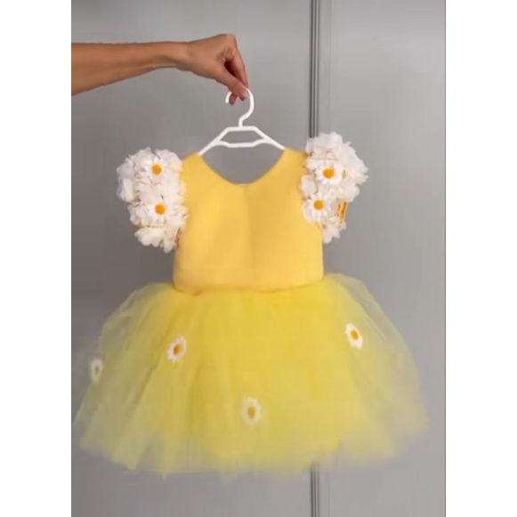 DRESS YELLOW MATAHARI GAUN KUNING ANAK PEREMPUAN GAUN PESTA BAYI PEREMPUAN DRESS PESTA TUTU DRESS AN