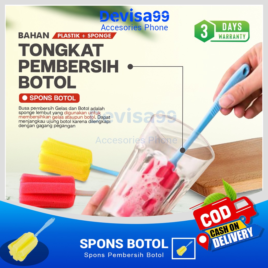 Spons Tongkat Pembersih Botol Minum Sikat Busa Pembersih Dot Susu Bayi Cleaner Sponge Stick Sikat Spon Pencuci Gelas Serbaguna