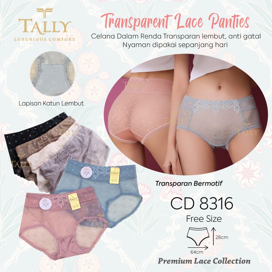 Tally CD 8316 Celana Dalam Wanita Renda Transparan