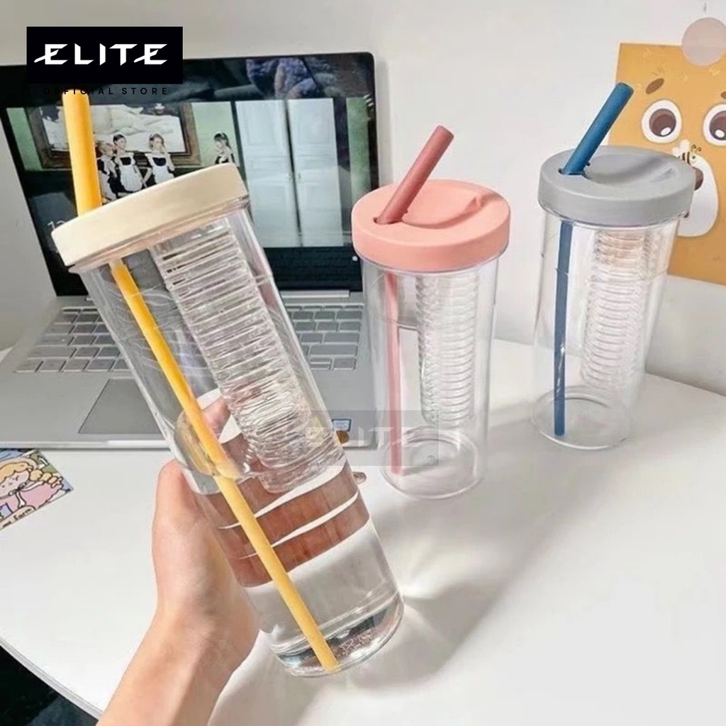 700ML BOTOL MINUM FILTER TRANSPARANT DENGAN SEDOTAN LIPAT / BOTOL MINUM BUILT IN FILTER