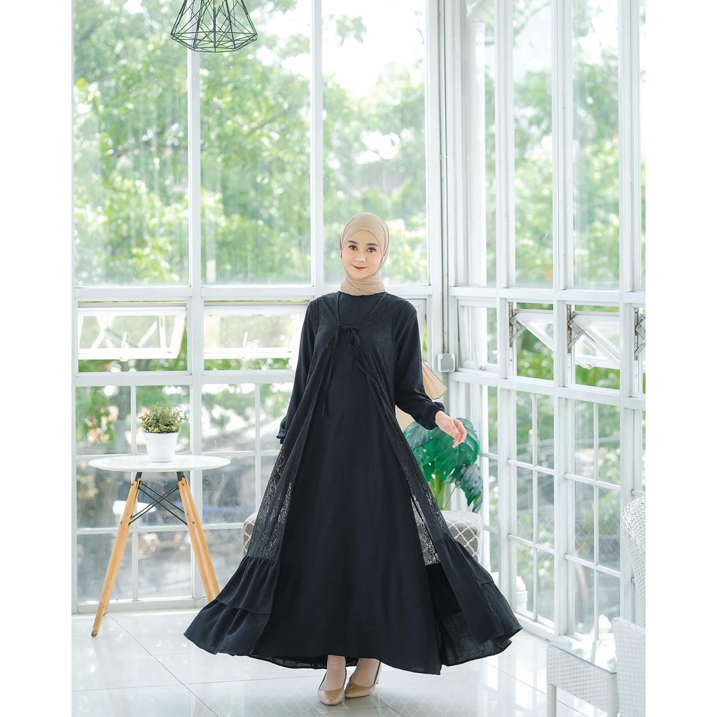 LIMITED - HELEVA DRESS OUTER BRUKAT DRESS WANITA AIRFLOW CRINKLE PREMIUM - EID SERIES