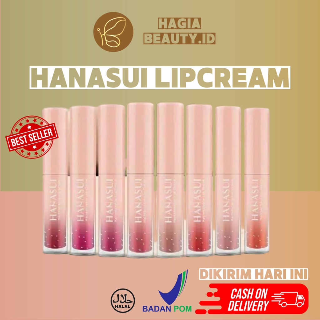 BISA COD -  HANASUI MATTEDORABLE LIPCREAM MATTE, WATERPROOF RINGAN DAN TAHAN LAMA ORIGINAL BPOM