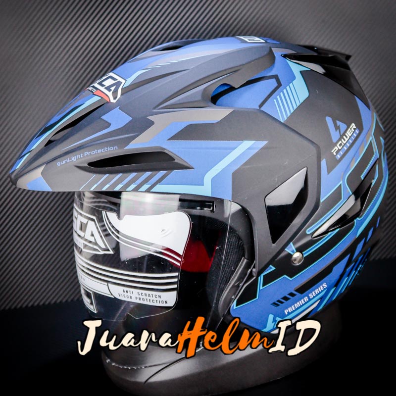 ASCA HELM PREMIER POWER / BLACK/BLUE DOFF / DOUBLE VISOR