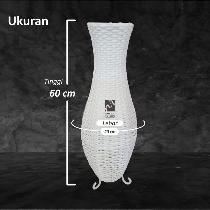 Vas Pot Guci Tempat Bunga Dari Rotan Sintetis Tinggi 60 cm Murah