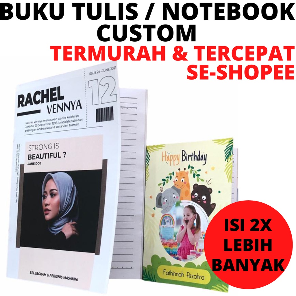 

Notebook Isi Tebal / Buku Catatan / Buku Tulis CUSTOM & COD A5 A6 A7 Ide Souvenir Pernikahan / Merchandise Acara Event Kecil Hadiah Kado