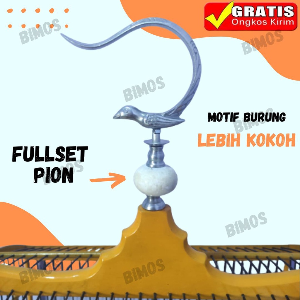GANTUNGAN SANGKAR BURUNG MOTIF BURUNG FULLSET PION CANTOLAN SANGKAR KOTAK MURAI
