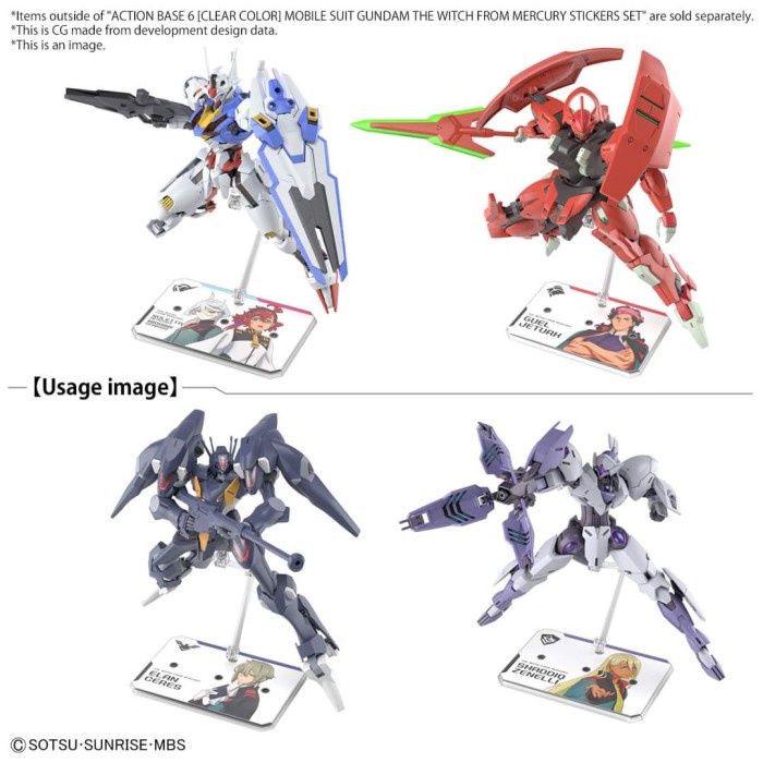 ACTION BASE 6 CLEAR COLOR and The Witch from Mercury gundam hg aerial