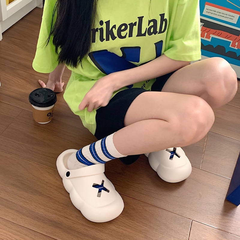 KOMIN Sandal Wanita Korea EVA Sendal Couple Selop Karet Casual Sendal Slop Santai Empuk Kekinian Sandal Cewek Distro Terbaru Slip Flip Flop SIZE 36-41