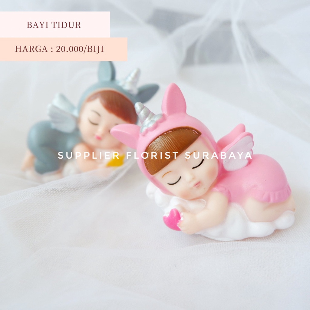 MINIATUR KUE TART BAYI TIDUR BAHAN KARET ELASTIS PAJANGAN TOPPER HIASAN BABY BORN MANYEK BAYI SATU BULANAN SATU BULAN BANYEK MBANYEK BABY SHOWER WELCOME TO THE WORLD HIASAN KUE TART CAKE DECORATION ANAK BAYI TIDUR