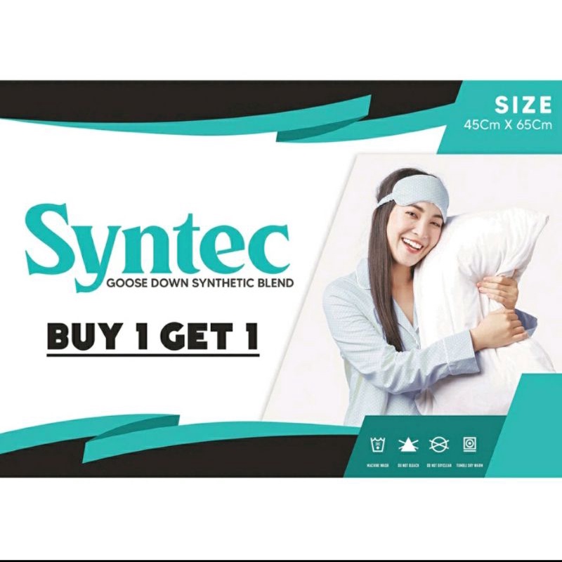 BUY 1 GET 1 Bantal Tidur Syntec Bulu Angsa Sintetis (Uk. 45cm x 65cm)