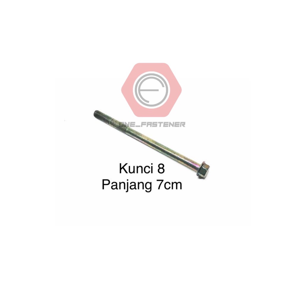 Baut Flange Bolt M6x70 Hijau Kunci 8 blok mesin cvt 6mm 7cm ulir 10