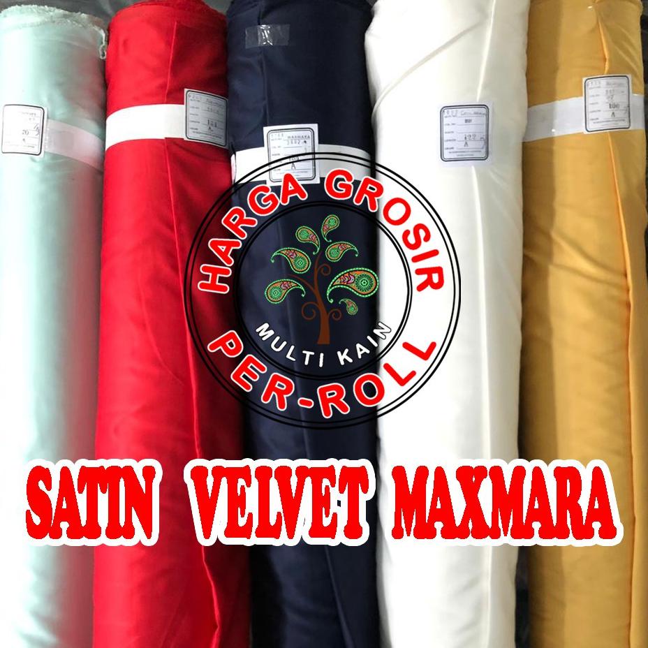LANGSUNG ATC Bahan Kain Satin saten Maxmara Velvet Polos bridesmaid Grosir 1 Roll 50 yard