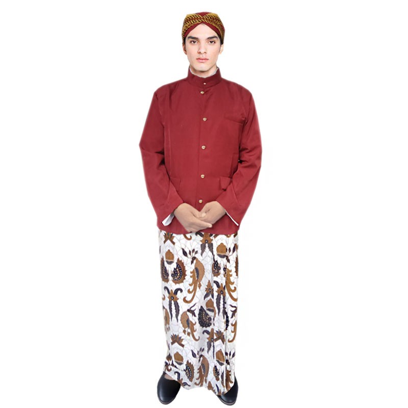 SETELAN BESKAP JARIK BLANGKON SELOP PRIA JAWA SUNDA TEMA MERAH PUTIH