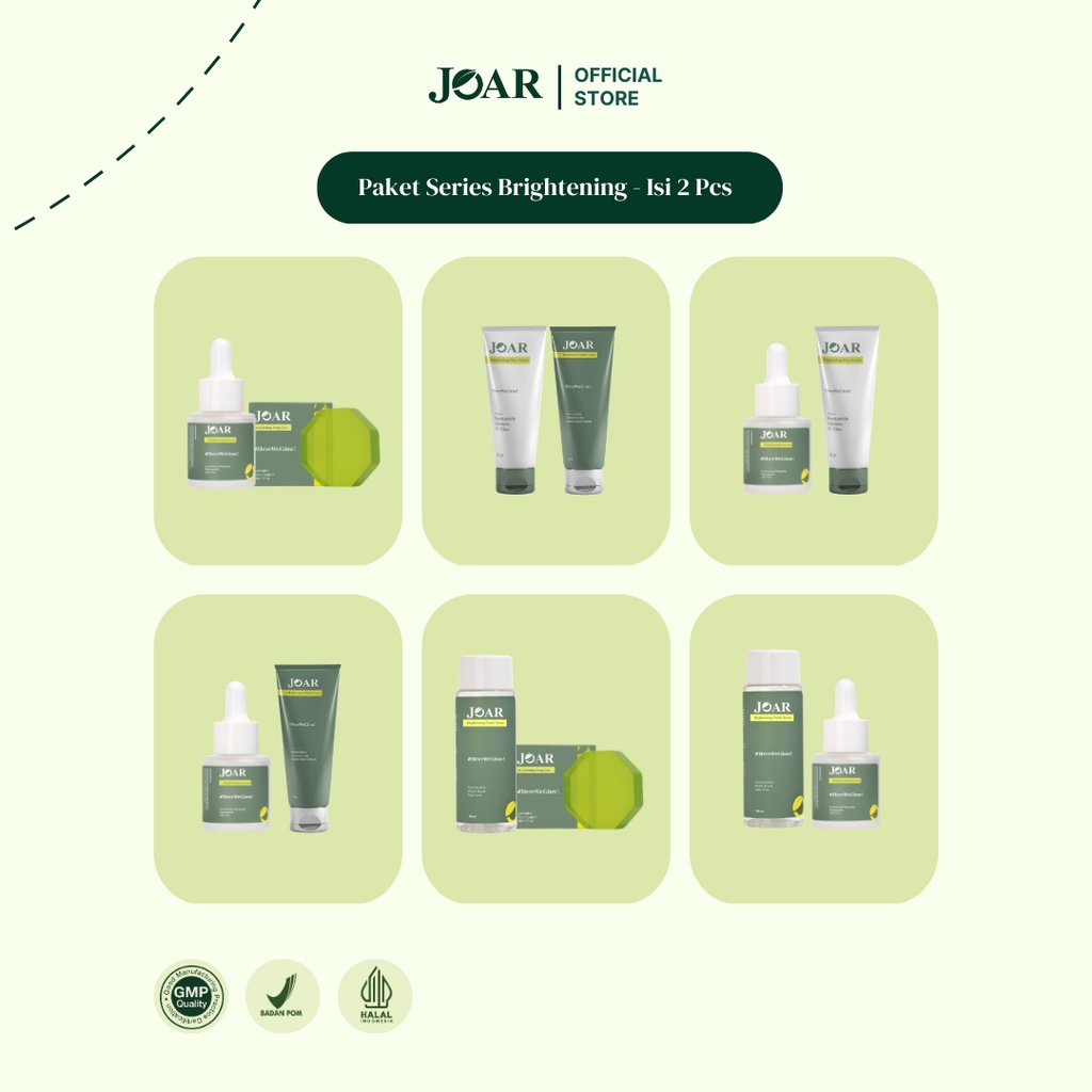 Joar Skincare [2 Pcs] Series Brightening (Soap Bar/Sabun, Serum, Day Cream, Night Cream &amp; Face mist)