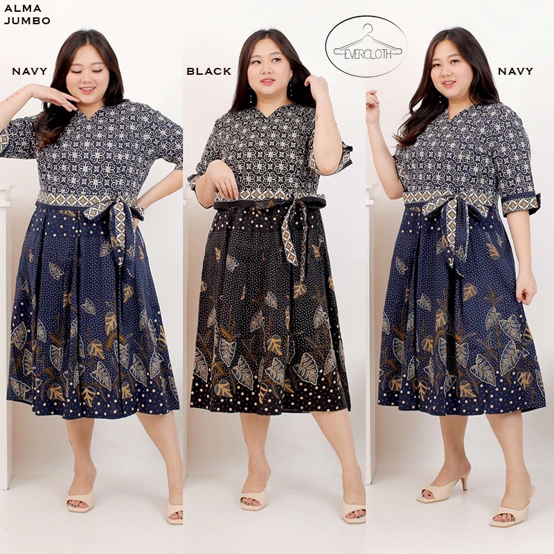 Evercloth Alma Dress Batik Wanita Terusan Batik Couple Modern Kebaya Couple Set Seragam Family