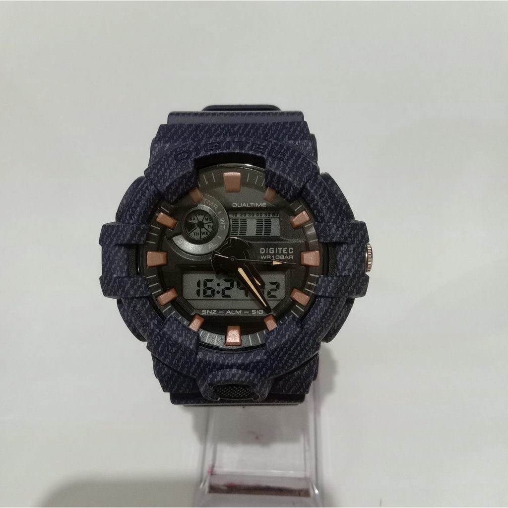 JAM TANGAN PRIA / WANITA DIGITEC DG 2115 DG2115 DUAL TIME DARK BLUE  ORIGINAL