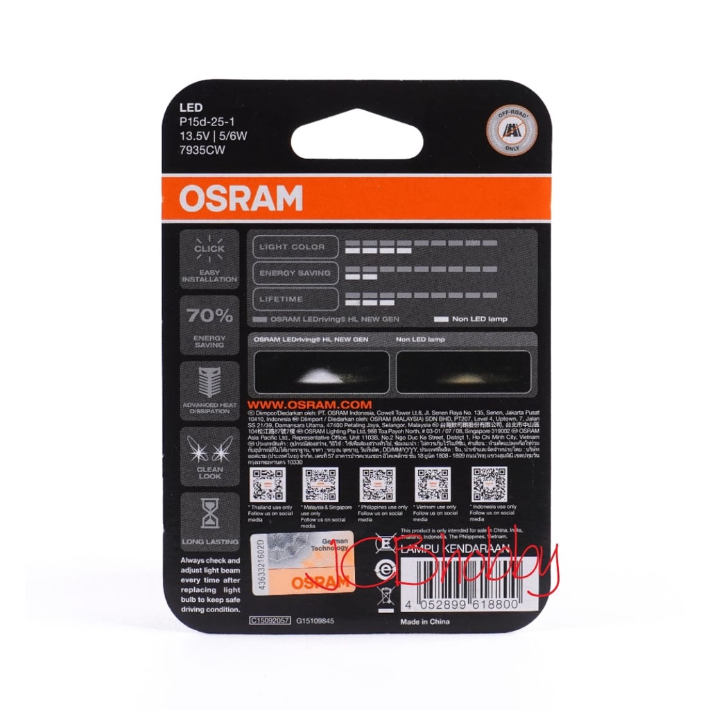 Dop depan bebek matic LED T19 original OSRAM AC DC