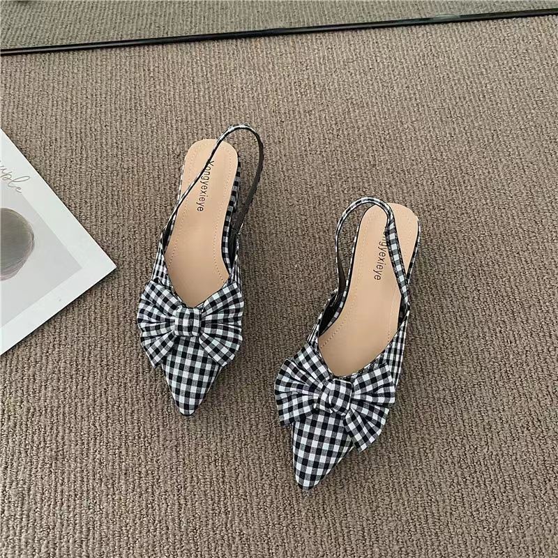 GI 301 (SIZE 35-39) RISCE SEPATU HEELS 3CM IMPORT WANITA CEWEK PEREMPUAN JAKARTA BATAM MOTIF KOTAK PITA JSH