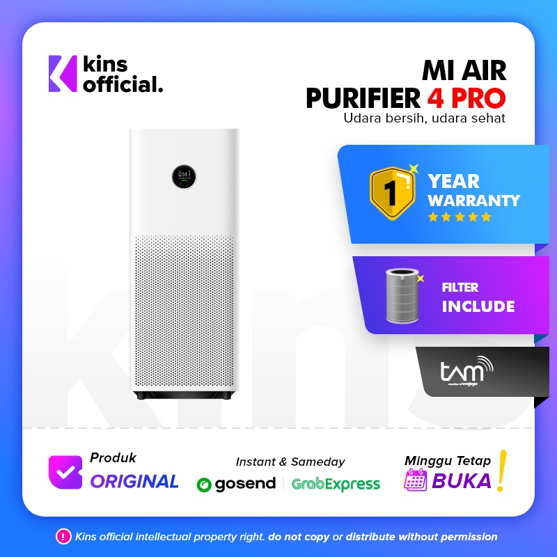 Xiaomi Mi Air Purifier 4 Pro Coverage 60m² CADR hingga 500m³/h