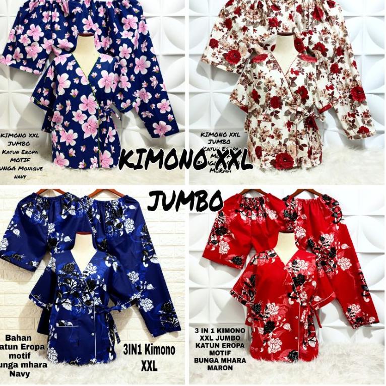 SALE Piyama Kimono 3in1 Jumbo motif Bunga