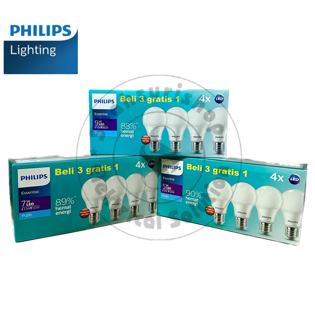 PHILIPS ESSENTIAL LED PACK 5 7 9 WATT BELI 3 GRATIS 1 LAMPU BERGARANSI