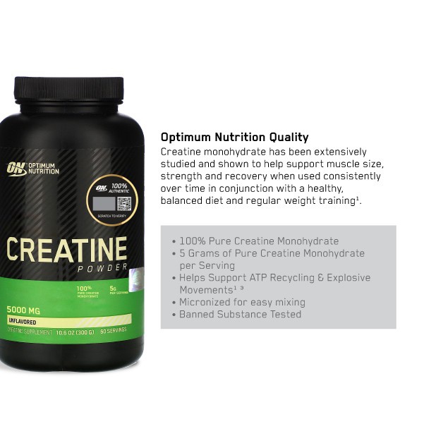 ON Optimum Nutrition Creatine Monohydrate 5000 mg Powder 300 gr - BPOM