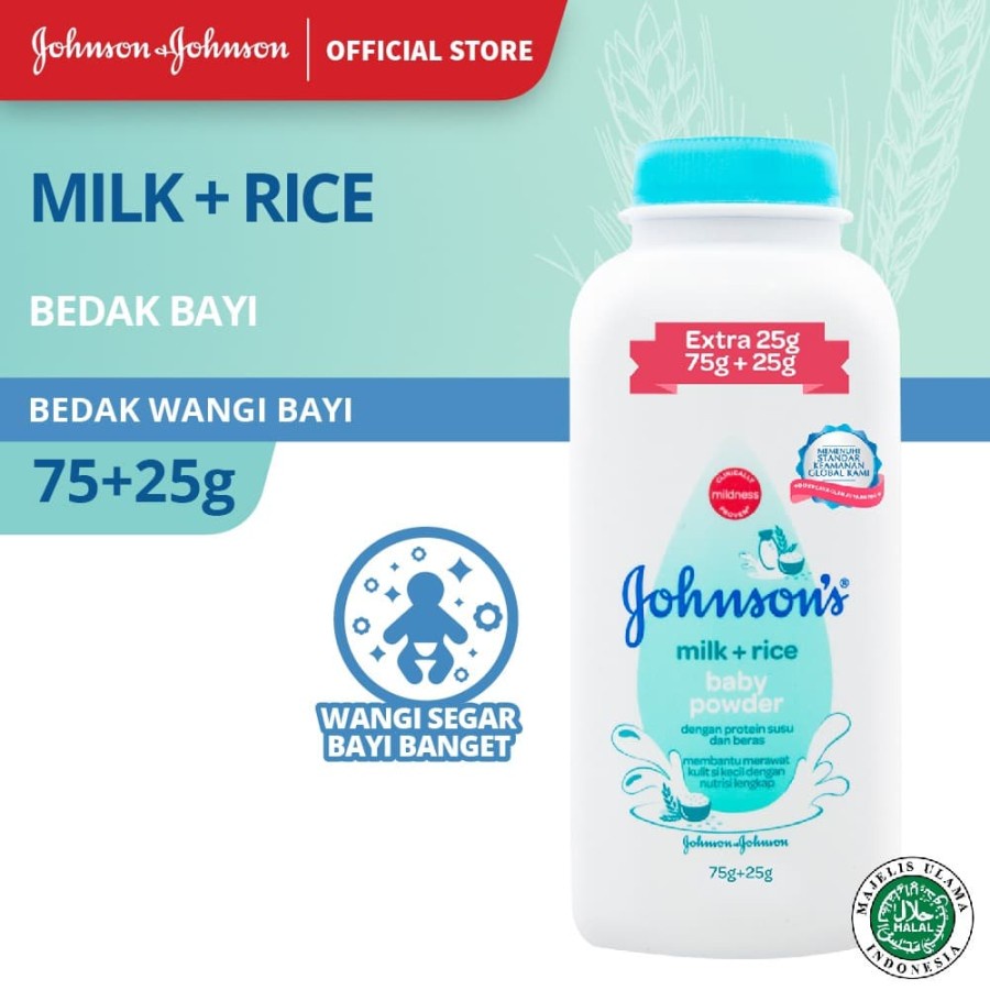 Johnson's Bedak Bedtime Extra Fill 75g+25g / Milk+rice 75g+25g/ Blossoms Pink 75g+25g /ActiveFresh