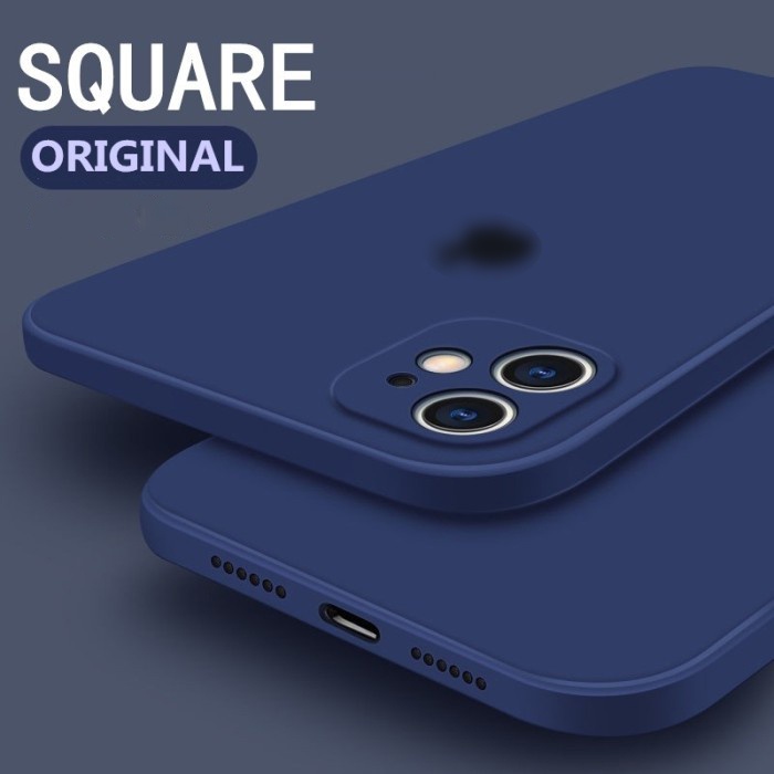 SILICONE SQUARE FLAT EDGE Soft Case iP iPhone 7 8 Plus X XR XS 11 12 13 Pro Max SE 2020 Casing Silik