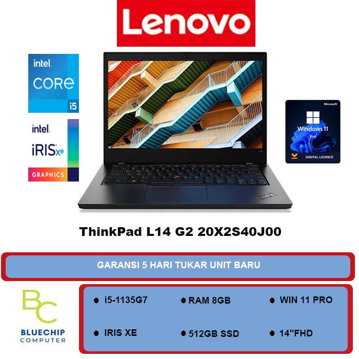 Laptop Lenovo ThinkPad L14 G2 0J00-i5-1135G7 8GB 512GB 14"FHD WIN 10PRO