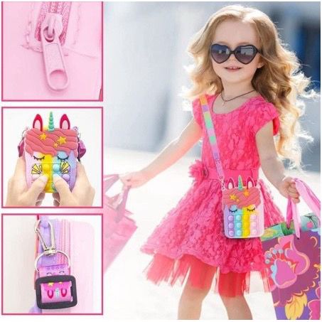 GP Tas Pop it Anak Unicorn Lucu Import - Tas Selempang Anak Karakter Unicorn - Tas Pop It