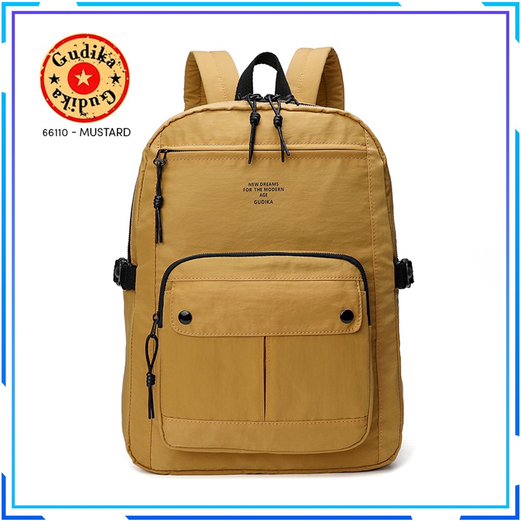 Ransel Gudika 66110 - Tas Ransel Trendy Wanita Pria Korea Multiguna Muat Laptop 14 inch Bahan Baru Nilon Kedap Air Import Original - Backpack Ootd Terbaru