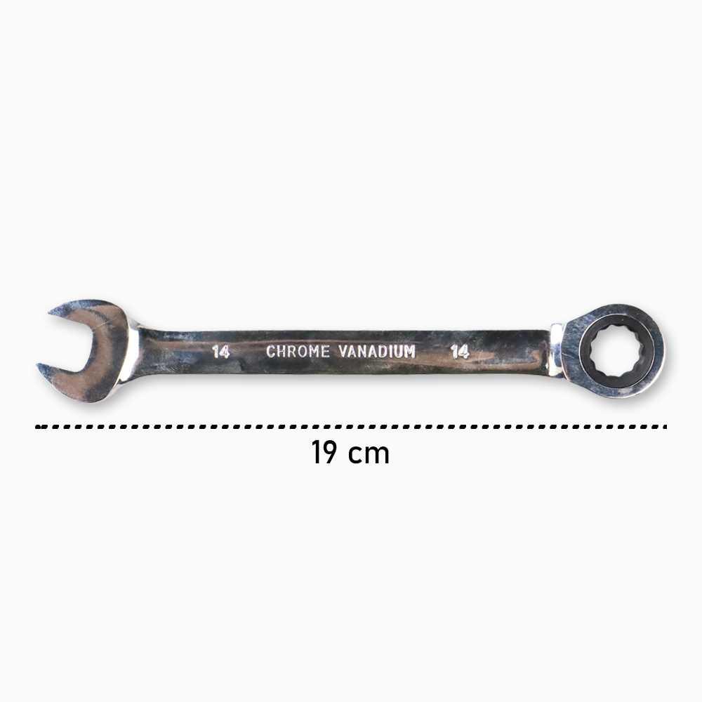 Kunci Pas Ring Ratchet Kombinasi Chrome Vanadium - CV72 - Silver