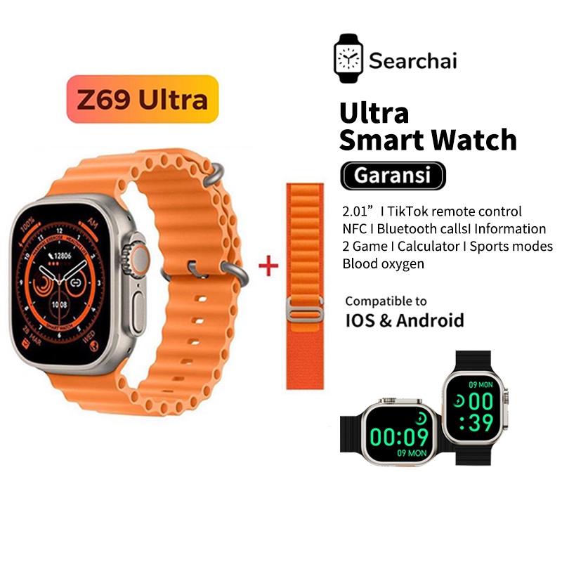 SMARTWATCH Series 8 Z69 Ultra 2.01 &quot; NFC GPS Bluetooth call wireless charging IP68 Waterproof Long Standby Watches Heart Rate Monitor Fitness Tracker