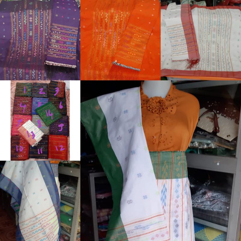 SONGKET ULOS SADUM TENUN ATBM BALIGE KAIN ETNIK BATAK TENUN BALIGE SARUNG MERAH ORANGE PUTIH MARON M