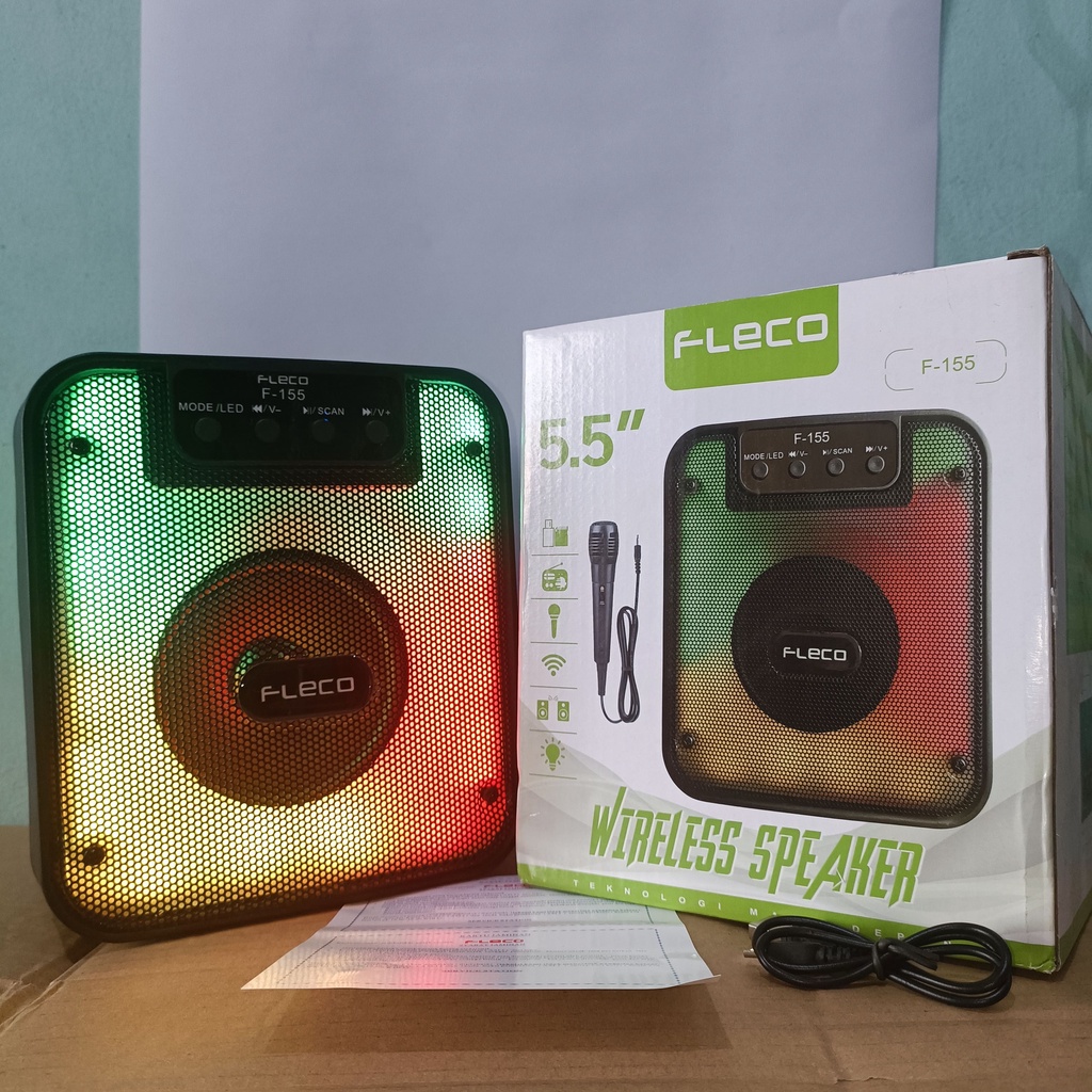 SPEAKER BLUETOOTH PORTABLE FLECO F-155 RADIO FM/MEMORI/MP3 EXTRA BASS