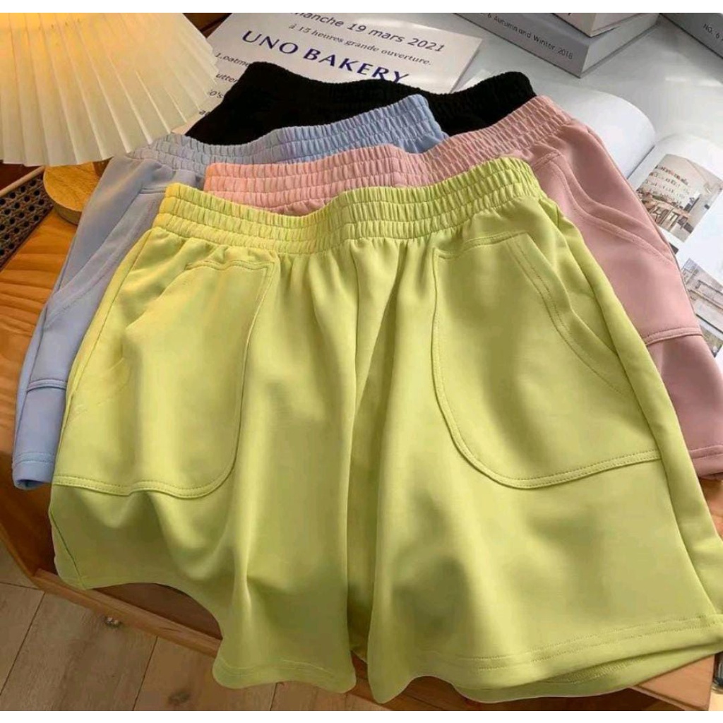 BLAUDY SHORT PANTS JENIA CELANA PENDEK BAHAN FLEECE (IC)