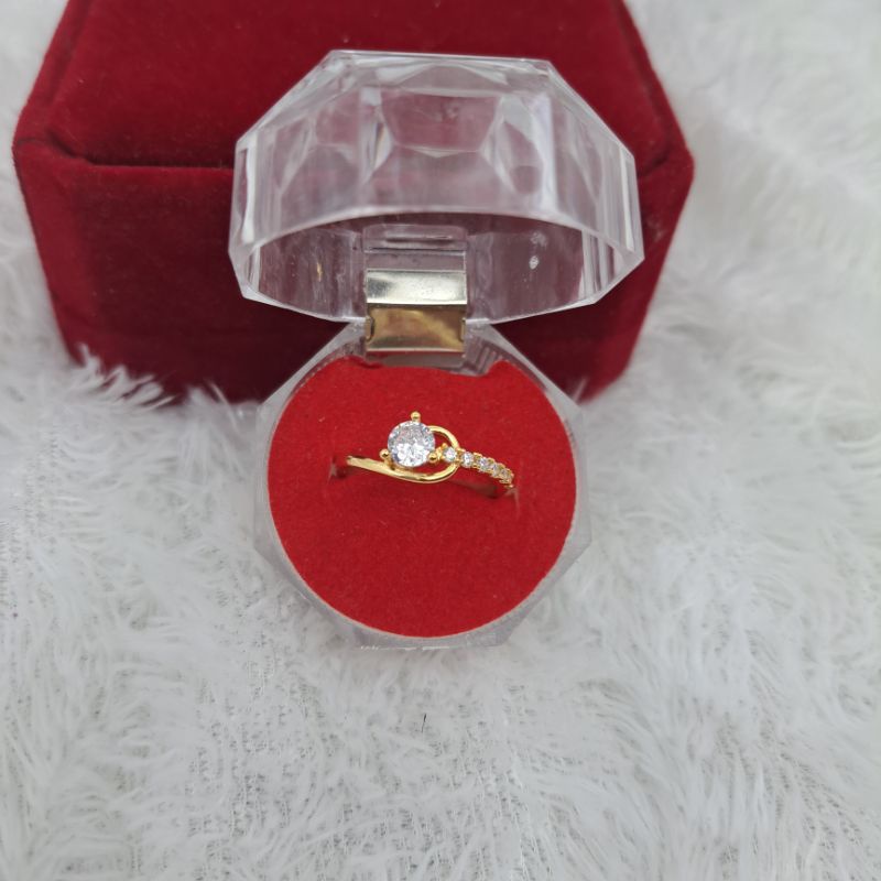 Cincin dewasa remaja Permata satu lapis emas anti karat